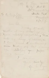 Carta para um editor de competição de jornal, 1 de novembro de 1917