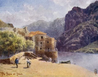 Norte de Espanha: Toledo, O desfiladeiro do Tejo (cor litho)