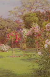 Um jardim de rosas (aquarela sobre papel)