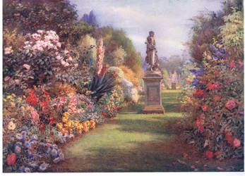 Caminhada na grama em Hampton Court, de The Gardens of England: In the Southern and Western Counties publicado pelo The Studio