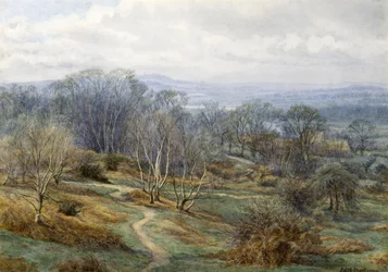 Hampstead Heath, olhando em direção a Harrow on the Hill, cerca de 1880 (wc no papel)