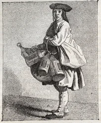 The Lantern Merchant - Pepetit metier de Paris (Estudos tirados dos Low People, ou dos Cries de Paris) - gravura de Edme Bouchardon (1698-1762)