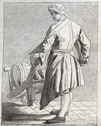 O comerciante de vinhos - Pepetit metier de Paris (Estudos tirados das pessoas baixas, ou dos Cries de Paris) - gravura de Edme Bouchardon (1698-1762)