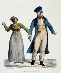 Prostituição: "Dis donc bel homme" - Cenas populares de Edme Jean Pigal (1798-1872), lithogaphie 1824 - Musee Dobree, Nantes