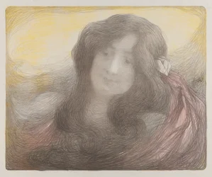 Rapariga de cabelo comprido , c. 1898 (litografia a cores)
