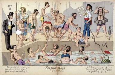 Desenho animado sobre a sociedade francesa por Lavrate: banhos públicos
