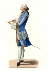 Charles Rosalie de Rohan Chabot (1740-1813), Conde de Jarnac, depois de uma pintura de 1777 de Olivier - Litografia de uma ilustração de Edmond Lechevallier-Chevignard (1825-1902), de "Costumes historiques des 16e