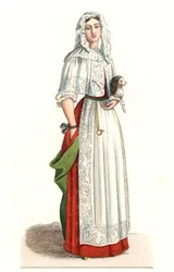 Mulher francesa em vestido de manhã