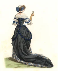 Mulher francesa em vestido de cidade, nobreza francesa