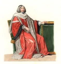 Jean Antoine de Mesme (1661-1723), senhor de Irval, conde de Avaux, magistratura francesa do século XVII, depois de uma pintura de 1653, de Philippe de Champaigne (1602-1674) - Litografia baseada numa ilustração de Edmond Lechevallier-Chevignard (1825-1902