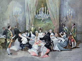 Ato II, Cena 10 de &39;Le Reveillon&39;, de Henri Meilhac (1830-97) e Ludovic Halevy (1834-1908), no Palais Royal, 1872