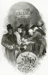Emargement - ilustração de Napoléon le Petit, do século XIX (gravura bw)