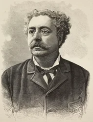 Retrato de Edmondo De Amicis (1846-1908), autor italiano, gravura de E Mancastroppa a partir de fotografia de Schemboche de L