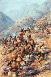 35º Regimento (Sikh) de Infantaria de Bengala, Malakand Field Force, repelindo um ataque de homens das tribos