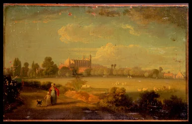Uma vista de Eton dos campos de jogo, 1822