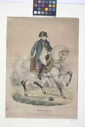 Napoleão - O Herói de 100 batalhas (litografia colorida à mão)