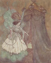 "Ela encontrou-se frente a frente com uma senhora imponente e bela", ilustração de "A Bela e o Monstro