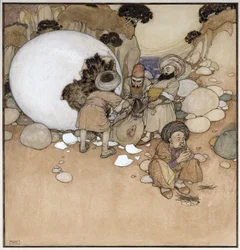 O Ovo da Rocha, cena de "Sinbad, o Marinheiro" das "Noites da Arábia