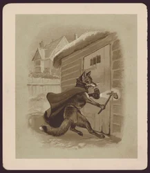 Ilustração para "A Raposa e o Ganso" de E Caldwell (litografia a cores)