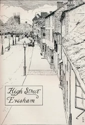 Rua principal Evesham, século XIX