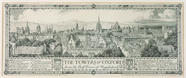 As torres de Oxford da torre do sino de Magdalen, 1908