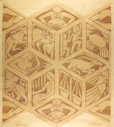 Sinais do Zodíaco - Art Deco, Abril de 1934 (guache sobre papel)