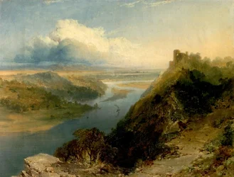 Castelo de Arundel, West Sussex e Stream, 1855