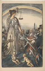 Personificação da justiça Reinado da Justiça (título original) Grande Guerra: Esforços e Ideais da Grã-Bretanha (título da série) A Grande Guerra: Esforços e Ideais da Grã-Bretanha (título original da série)