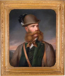 Retrato de François Joseph I da Áustria (1830-1916), em equipamento de caça. Pintura de Edmund Mahlknecht (1820-1903), óleo sobre tela
