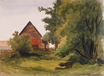 Vista de Hampstead com um celeiro à esquerda, Hampstead, Camden, Londres, 1842