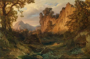 Edmund von Wörndle Paisagem romântica à luz do entardecer 1859
