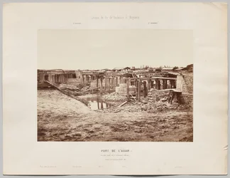 Caminho-de-ferro de Toulouse a Bayonne. Ponte de Aran (em três arcos, cada um com 17m de largura). Situação das obras em 21 de Julho de 1861