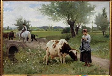 La coache bien gardee Pintura de Edouard Debat Ponsan (1847-1913) 1890 Sol. 0,82x1,28 m Pau, Musee des Beaux Arts