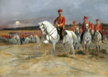 Tsarevich Nicholas Revendo as tropas