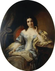 Retrato de uma senhora sentada em um vestido azul e branco; Retrato de uma senhora sentada em um vestido azul e branco, 1853