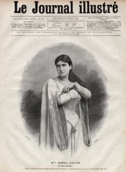 Retrato de Emma Calve (Rosa Noemie Emma Calvet de Roquet, dit) (1858-1942), soprano francês - Gravura de Navellier no "The Illustrous Journal" de 1892