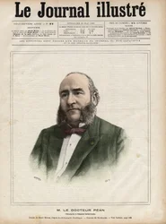 Retrato de Jules Emile (Jules-Emile) Pean (1830-1898), cirurgião francês - Gravura de Navellier em "The Illustrous Diary" de 1892