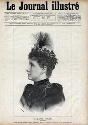 Retrato de Nellie Melba (Helen Porter Mitchell, dit) (1861-1931), soprano australiano - Gravura de Navellier no "The Illustrous Journal" de 1891