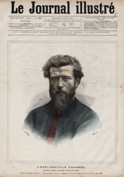 Retrato de Paul Crampel (1864-1891), explorador francês da África Central - Gravura de Navellier em "The Illustrous Diary" de 1891