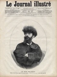 O Sar Merodack Josephin Peladan, pseudônimo de Josephin Peladan (1858-1918) escritor e ocultista francês - Gravura de Navellier em "The Illustrous Journal" de 1892