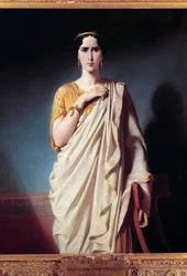Retrato de Elisabeth Felix chamada Mademoiselle Rachel (1821-1858) atriz Pintura de Edouard Louis Dubufe (1820-1883)