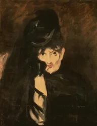 Berthe Morisot de chapéu de luto com véu longo