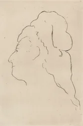 Eva Gonzales, perfil virado para a esquerda, 1870