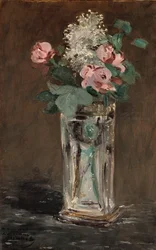 Flores em um vaso de cristal