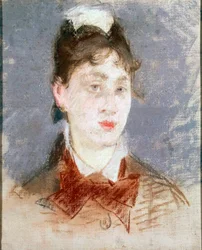 Menina em um colarinho de asa, c1880