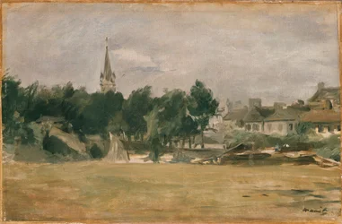 Paisagem com uma igreja da vila, início da década de 1870