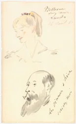 Manet - Cabeça de mulher e cabeça de homem barbudo, 1880