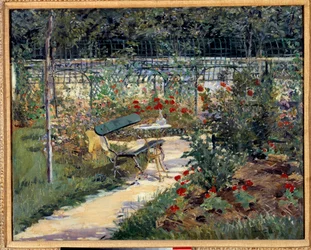 O meu jardim, o banco. Pintura de Édouard Manet (1832-1883)