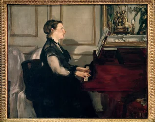 Retrato de Madame Manet no piano Pintura de Edouard Manet (1832-1883)