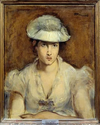 Retrato de Mademoiselle Gauthier Lathuille Pintura de Edouard Manet (1832-1883) 1878 Sol. 0,51 x 0,50 m Lyon, musee des Beaux Arts